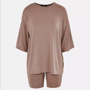 Mocha biker shorts set